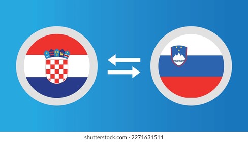 round icons with Croatia and Slovenia flag exchange rate concept graphic element Illustration template design
