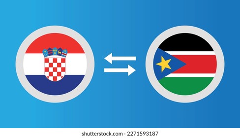 round icons with Croatia and South Sudan flag exchange rate concept graphic element Illustration template design
