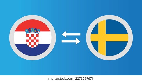 round icons with Croatia and Sweden flag exchange rate concept graphic element Illustration template design
