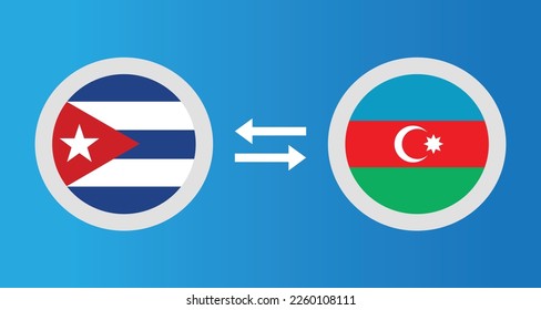 round icons with Cuba and Azerbaijan flag exchange rate concept graphic element Illustration template design
