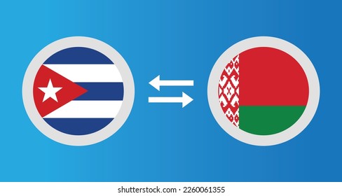 round icons with Cuba and Belarus flag exchange rate concept graphic element Illustration template design
