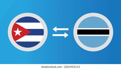 round icons with Cuba and Botswana flag exchange rate concept graphic element Illustration template design
