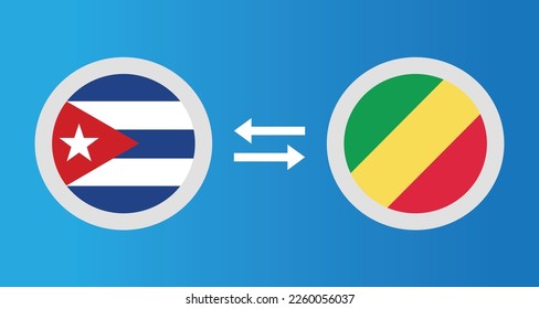 iconos redondos con el concepto de tipo de cambio de la bandera de Cuba y el Congo elemento gráfico Diseño de la plantilla de ilustración
