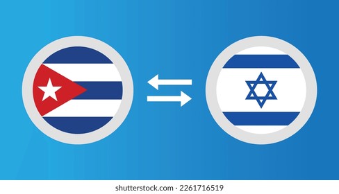 round icons with Cuba and Israel flag exchange rate concept graphic element Illustration template design
