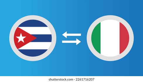 round icons with Cuba and Italy flag exchange rate concept graphic element Illustration template design
