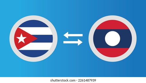 round icons with Cuba and Laos flag exchange rate concept graphic element Illustration template design
