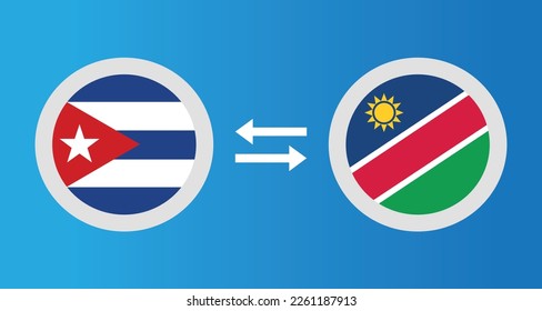 round icons with Cuba and Namibia flag exchange rate concept graphic element Illustration template design
