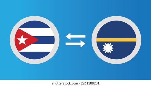 round icons with Cuba and Nauru flag exchange rate concept graphic element Illustration template design
