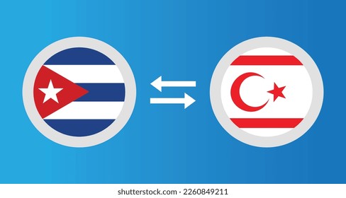 round icons with Cuba and Northern Cyprus flag exchange rate concept graphic element Illustration template design
