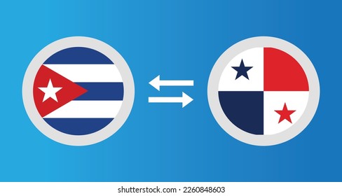 round icons with Cuba and Panama flag exchange rate concept graphic element Illustration template design
