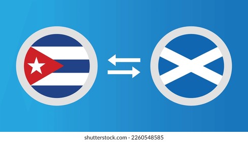 round icons with Cuba and Scotland flag exchange rate concept graphic element Illustration template design
