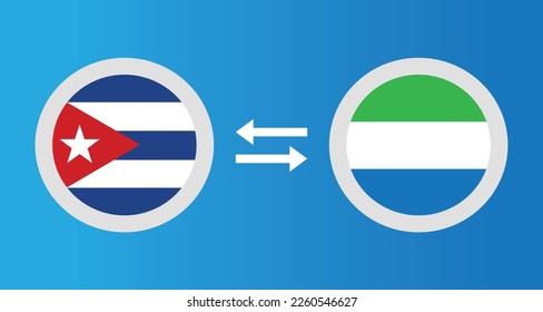 round icons with Cuba and Sierra Leone flag exchange rate concept graphic element Illustration template design
