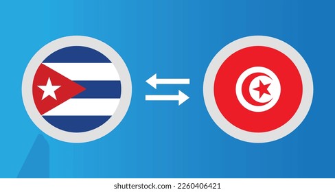 round icons with Cuba and Tunisia flag exchange rate concept graphic element Illustration template design

