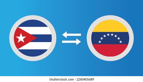round icons with Cuba and Venezuela flag exchange rate concept graphic element Illustration template design
