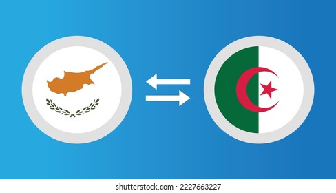 round icons with Cyprus and Algeria flag exchange rate concept graphic element Illustration template design
