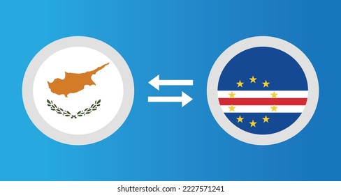 round icons with Cyprus and Cape Verde flag exchange rate concept graphic element Illustration template design
