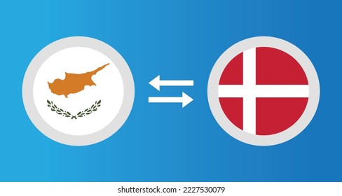 iconos redondos con el concepto de tipo de cambio de la bandera de Chipre y Dinamarca elemento gráfico Diseño de plantilla de ilustración
