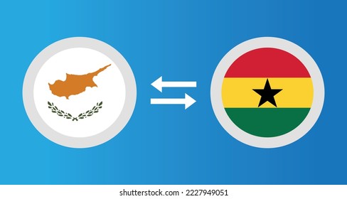 round icons with Cyprus and Ghana flag exchange rate concept graphic element Illustration template design
