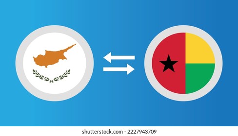 round icons with Cyprus and Guinea-Bissau flag exchange rate concept graphic element Illustration template design
