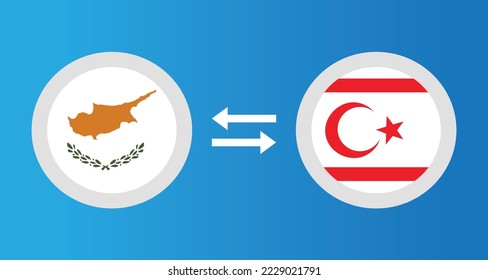 round icons with Cyprus and Northern Cyprus flag exchange rate concept graphic element Illustration template design
