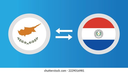 round icons with Cyprus and Paraguay flag exchange rate concept graphic element Illustration template design
