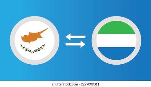 round icons with Cyprus and Sierra Leone flag exchange rate concept graphic element Illustration template design
