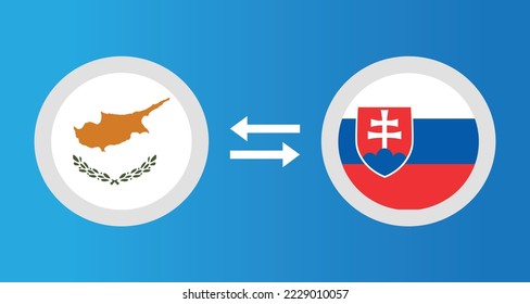 round icons with Cyprus and Slovakia flag exchange rate concept graphic element Illustration template design
