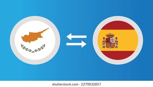 round icons with Cyprus and Spain flag exchange rate concept graphic element Illustration template design
