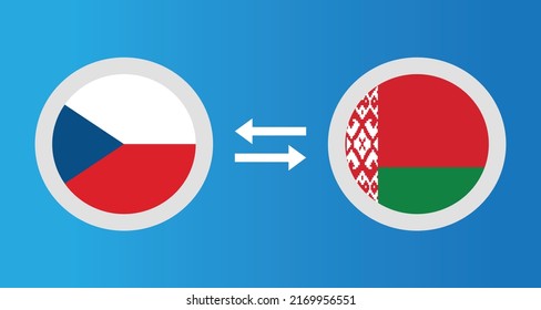 round icons with Czech Republic and Belarus flag exchange rate concept graphic element Illustration template design
