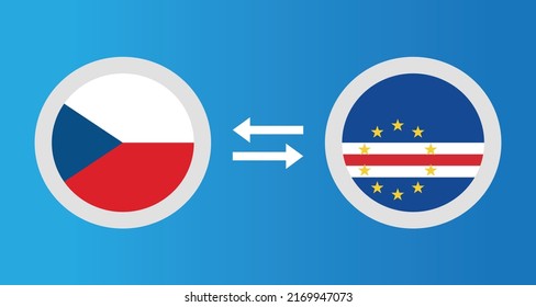 round icons with Czech Republic and Cape Verde flag exchange rate concept graphic element Illustration template design

