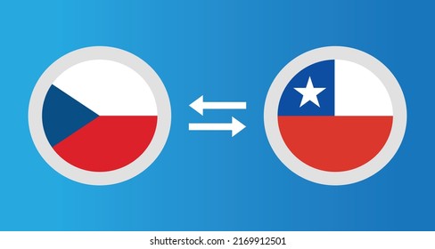 round icons with Czech Republic and Chile flag exchange rate concept graphic element Illustration template design
