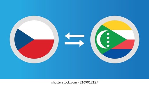 round icons with Czech Republic and Comoros flag exchange rate concept graphic element Illustration template design
