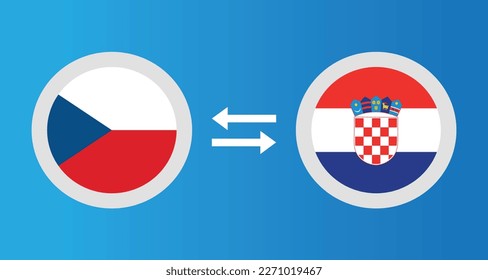 round icons with Czech Republic and Croatia flag exchange rate concept graphic element Illustration template design
