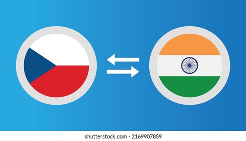round icons with Czech Republic and Indi flag exchange rate concept graphic element Illustration template design

