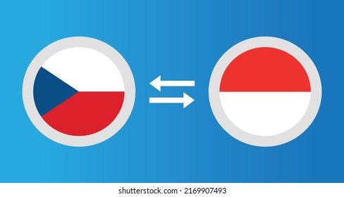 round icons with Czech Republic and Indonesia flag exchange rate concept graphic element Illustration template design
