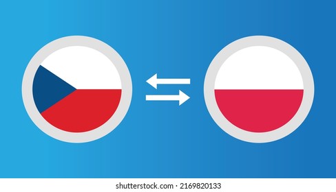 round icons with Czech Republic and Poland flag exchange rate concept graphic element Illustration template design
