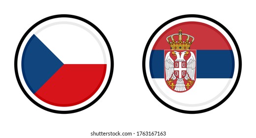 round icons with czech republic and serbia flags isolated on white background