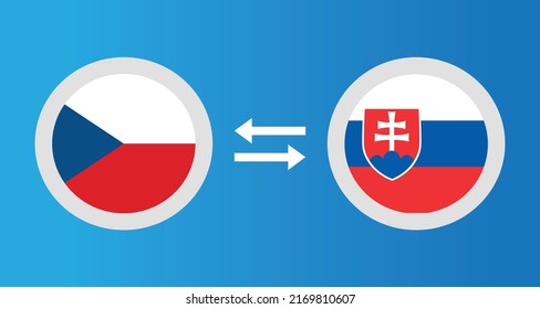 round icons with Czech Republic and Slovakia flag exchange rate concept graphic element Illustration template design
