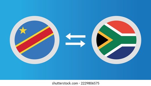 round icons with Democratic Republic of the Congo and South Africa flag exchange rate concept graphic element Illustration template design
