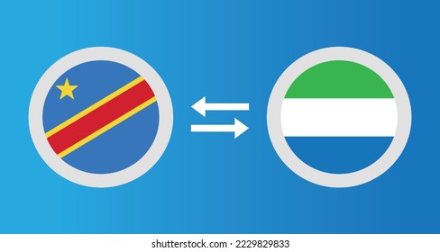 round icons with Democratic Republic of the Congo and Sierra Leone flag exchange rate concept graphic element Illustration template design
