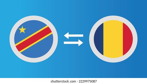 iconos redondos con el concepto de tipo de cambio de la República Democrática del Congo y Rumania elemento gráfico Ilustración diseño de la plantilla
