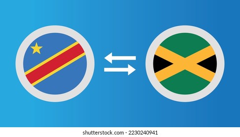 iconos redondos con el concepto de tipo de cambio de la República Democrática del Congo y Jamaica elemento gráfico Ilustración diseño de la plantilla
