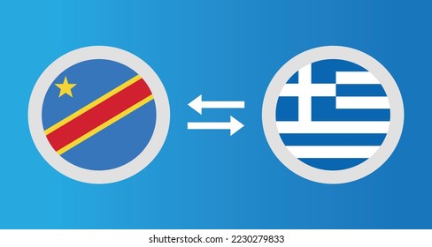 iconos redondos con el concepto de tipo de cambio de la República Democrática del Congo y Grecia elemento gráfico Ilustración diseño de la plantilla
