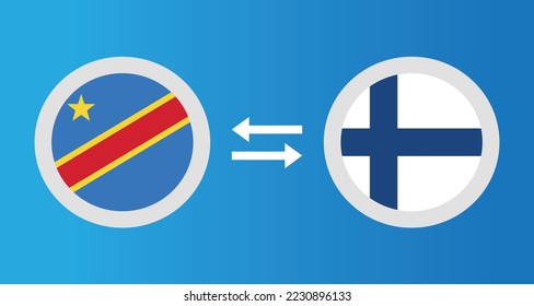 iconos redondos con el concepto de tipo de cambio de la República Democrática del Congo y Finlandia elemento gráfico Ilustración diseño de la plantilla
