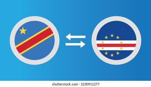 round icons with Democratic Republic of the Congo and Cape Verde flag exchange rate concept graphic element Illustration template design
