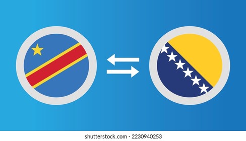 iconos redondos con el concepto de tipo de cambio del indicador de la República Democrática del Congo y Bosnia y Herzegovina elemento gráfico Diseño de la plantilla de ilustración
