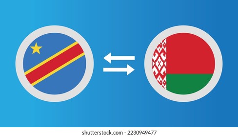 round icons with Democratic Republic of the Congo and Belarus flag exchange rate concept graphic element Illustration template design
