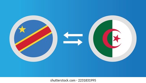 iconos redondos con el concepto de tipo de cambio de la República Democrática del Congo y Argelia elemento gráfico Ilustración diseño de la plantilla
