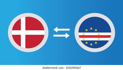 round icons with Denmark and Cape Verde flag exchange rate concept graphic element Illustration template design
