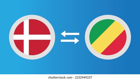 round icons with Denmark and Congo flag exchange rate concept graphic element Illustration template design
